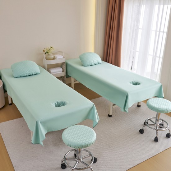 Pure cotton beauty salon-grade solid-color bed sheets, pure cotton beauty salon spa massage therapy and body shaping sheets with holes