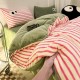 INS dopamine striped milk velvet four-piece set, thickened winter French coral fleece duvet cover, plush bed sheet three-piece set.