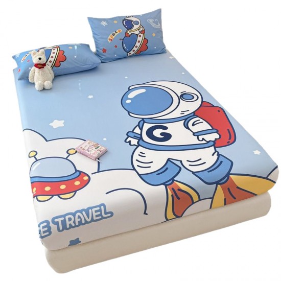 Astronaut children's cotton fitted sheet, one-piece, cartoon boy mattress. Mattress cover, three-piece bed cover set, quilt cover, and pillowcase. Astronaut children's cotton fitted sheet, one-piece, cartoon boy mattress. Mattress cover, three-piece bed cover set, quilt cover, and pillowcase.