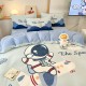 Astronaut milk fleece four-piece set, boys' winter thick coral fleece bed sheet and quilt cover, flannel three-piece set for children Astronaut milk fleece four-piece set, boys' winter thick coral fleece bed sheet and quilt cover, flannel three-piece set for children