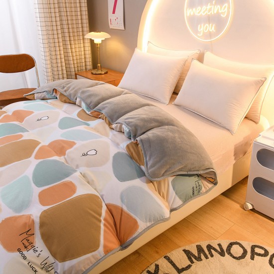 Pure cotton single-sided plush quilt cover, coral fleece flannel, single winter student dormitory mattress for children, all-cotton ab-side.