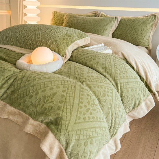 Luxury Milk Fleece Four-Piece Bedding Set, Light Luxury Coral Fleece Bedsheet Single quilt cover for baby plush fitted sheet, 2023 new models Luxury Milk Fleece Four-Piece Bedding Set, Light Luxury Coral Fleece Bedsheet Single quilt cover for baby plush fitted sheet, 2023 new models