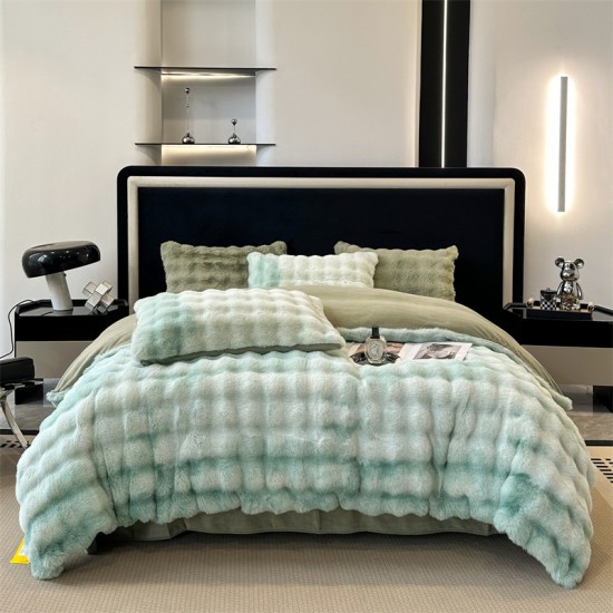 High-end rabbit fur four-piece milk fleece bedding set, thickened double-sided coral fleece, autumn and winter sheets, 2025 new models. High-end rabbit fur four-piece milk fleece bedding set, thickened double-sided coral fleece, autumn and winter sheets, 2025 new models.