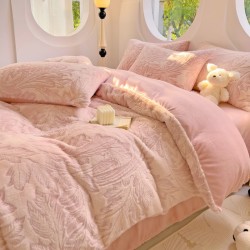 Thick rabbit fur plush milk fleece four-piece bed set, 2024 new coral fleece winter double-sided fleece quilt cover and sheets Thick rabbit fur plush milk fleece four-piece bed set, 2024 new coral fleece winter double-sided fleece quilt cover and sheets