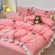 2025 new winter cartoon washed cotton brushed four-piece set, cute girls' sheets and quilt covers, three-piece bedding set