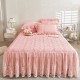 Princess style lace bed skirt, one-piece, lace quilted fitted sheet with skirt, four-season three-piece set. Princess style lace bed skirt, one-piece, lace quilted fitted sheet with skirt, four-season three-piece set.