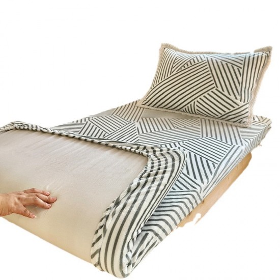 Student dormitory fitted sheet, 90x190 single-piece thickened milk coral fleece thin mattress cover.