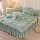 Korean princess-style bed skirt, four-piece lace quilt cover, girly solid-color sheets, washed cotton bedding. Korean princess-style bed skirt, four-piece lace quilt cover, girly solid-color sheets, washed cotton bedding.