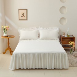 White cotton bedspread, bed skirt, single, non-slip ruffled cotton sheet, 1.8x2x2.2m, fitted sheet protector. White cotton bedspread, bed skirt, single, non-slip ruffled cotton sheet, 1.8x2x2.2m, fitted sheet protector.