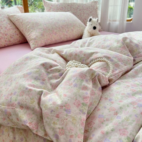 Class A mother and baby four-piece cotton double-layer yarn set, 100% cotton duvet cover and three-piece sheet set for autumn and winter, a fresh and elegant look Class A mother and baby four-piece cotton double-layer yarn set, 100% cotton duvet cover and three-piece sheet set for autumn and winter, a fresh and elegant look