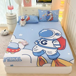 Astronaut children's cotton fitted sheet, one-piece, cartoon boy mattress. Mattress cover, three-piece bed cover set, quilt cover, and pillowcase. Astronaut children's cotton fitted sheet, one-piece, cartoon boy mattress. Mattress cover, three-piece bed cover set, quilt cover, and pillowcase.